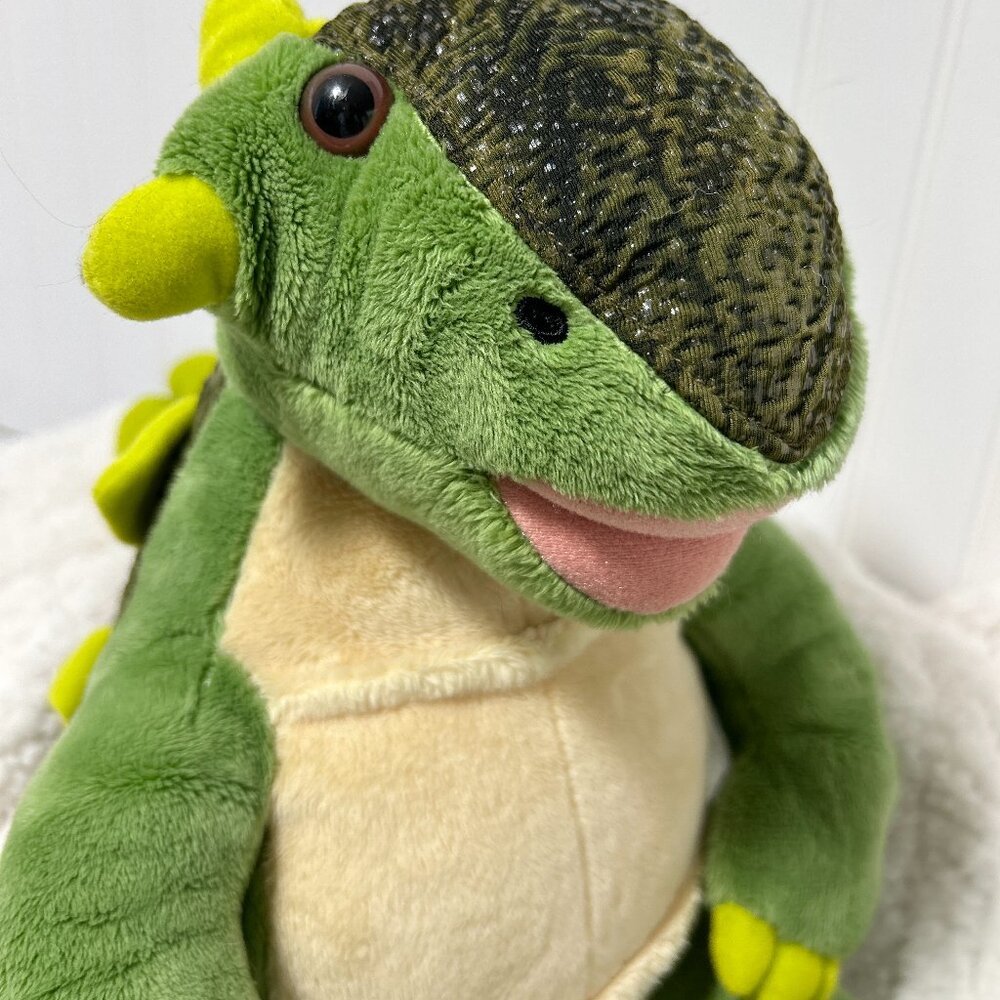 Build-A-Bear 16" Green Dinosaur Plush Spiked Green & Yellow Dino, Stuffed Animal